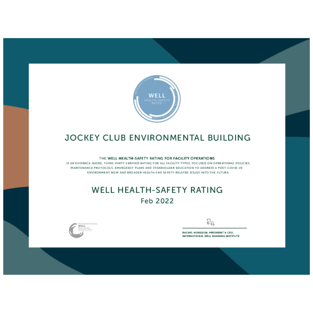 BEC receives accreditation as WELL Performance Testing Organisation & achieves WELL Health-Safety Rating for Jockey Club Environmental Building
