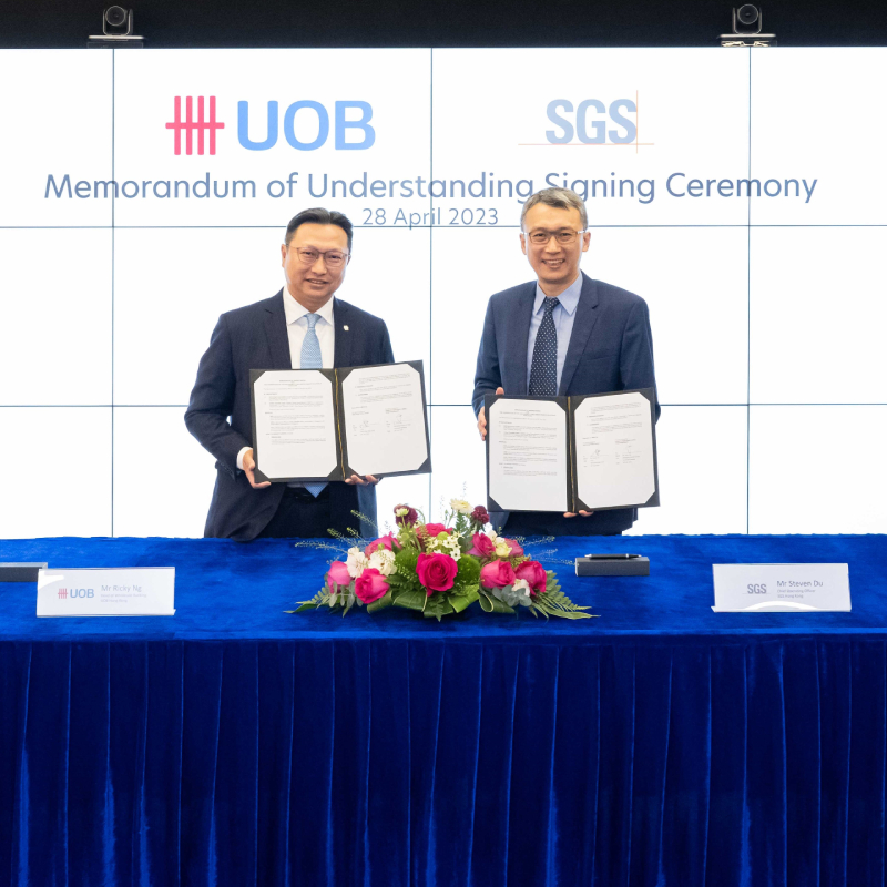 SGS and UOB Hong Kong sign a Memorandum of Understanding to drive green and sustainable financing