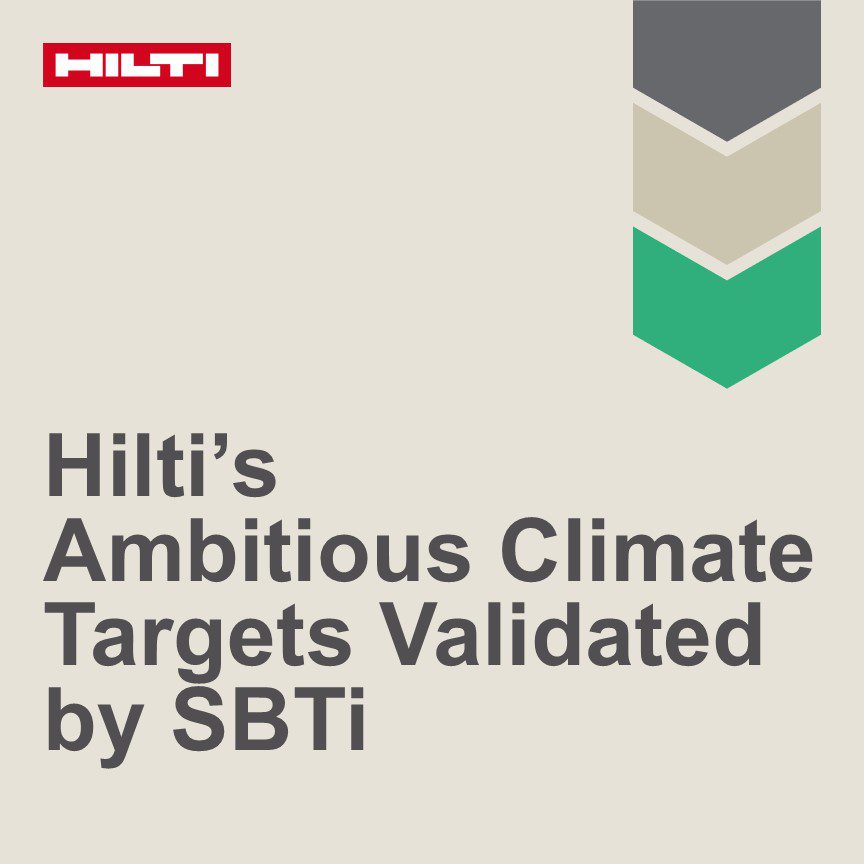 HILTI’S AMBITIOUS CLIMATE TARGETS VALIDATED BY SBTI