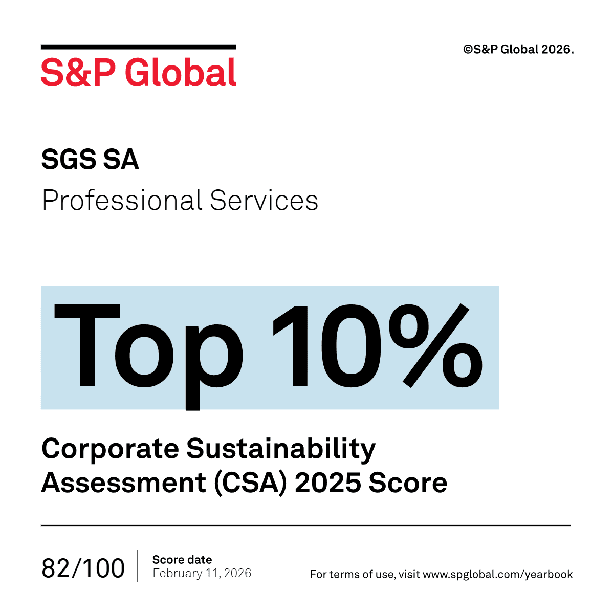 SGS included in S&P Global Sustainability Yearbook 2026